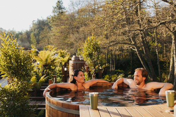 Couple in hot tub - Secret Spot Rotorua